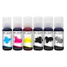Set of 6 x 70ml Bottle of Splashjet Dye Colours Inks Compatible with Epson 114 & 115 Series Inks.