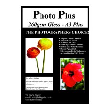 Photo Plus Photo Paper A3 Plus - 260gsm Premium Gloss Coated, 20 Sheets.